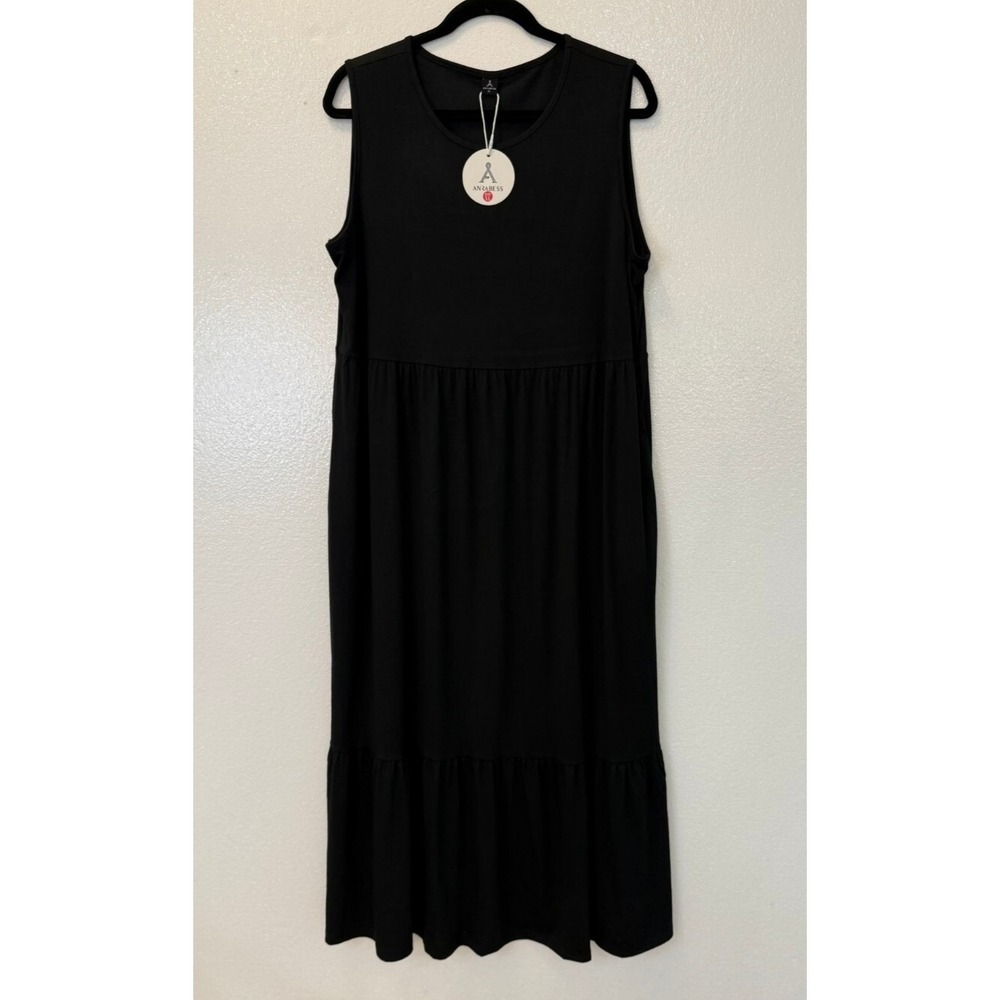 NWT Anrabess Sleeveless Crewneck Sundress A-line‎ Flowy Tiered Maxi Size XL